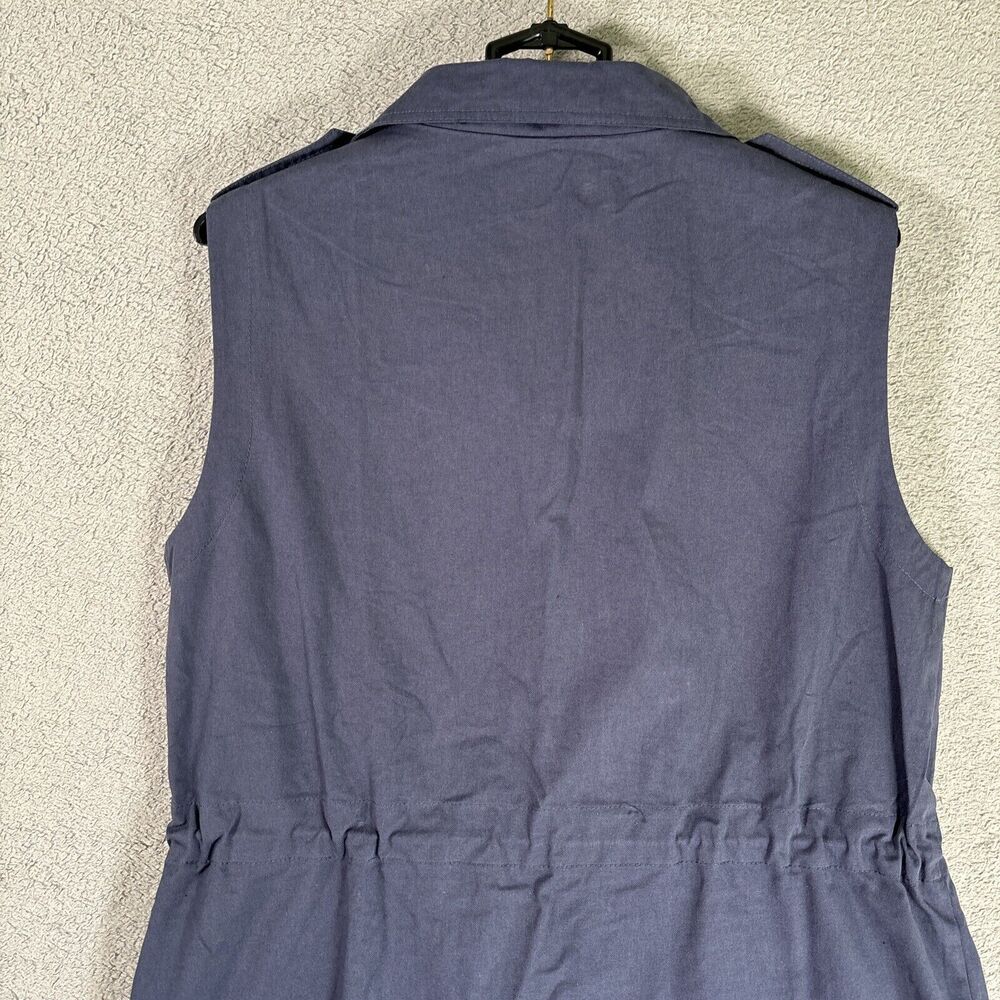 Multi Pocket Travel Vest Size 39 Inch Chest Full Zip Epaulets Blue Cinch Waist - Picture 7 of 10